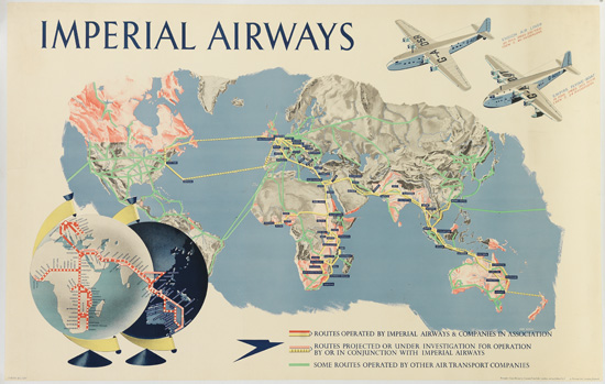 (AVIATION.) Imperial Airways. Imperial Airways. Routes Operated by Imperial Airways & Companies in Association.